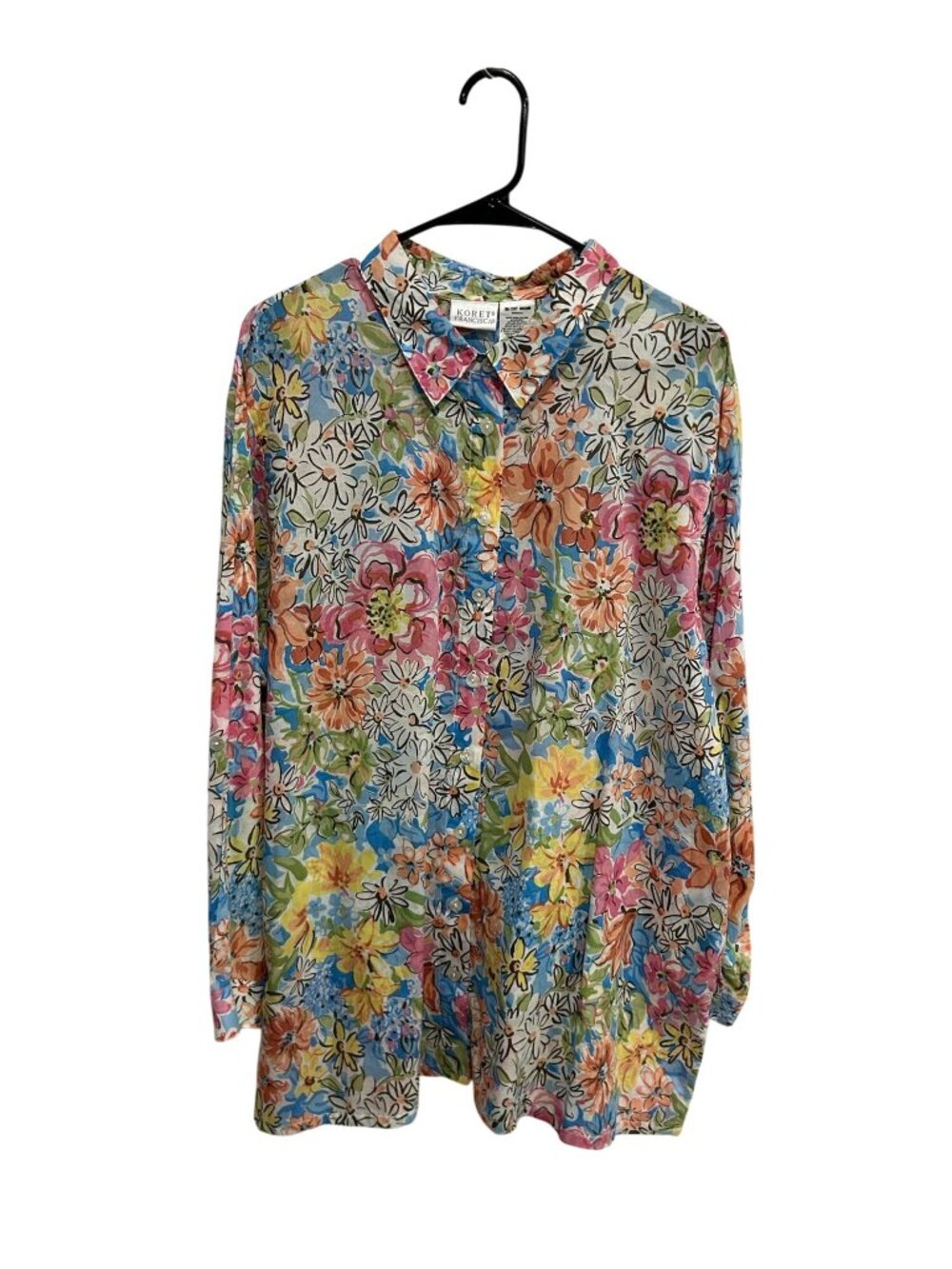 Koret Francisca 20W Multi Floral Button Up Blouse Cotton Blend Gardencore Boho